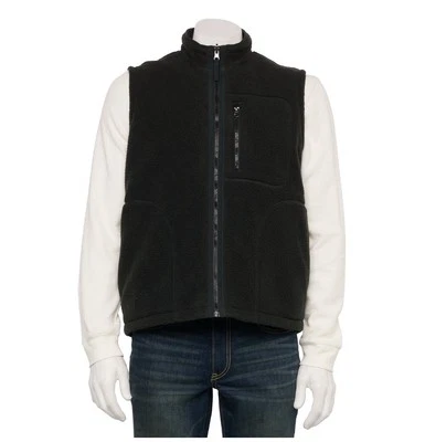 Sonoma Goods For Life 双面背心黑色棉尼龙羊毛男式 M 码全新 — 第 1/4 张图片