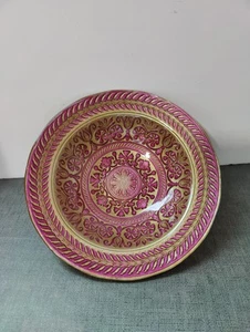VTG Stunning Turkish Glass Purple Gold 8.5" Bowl Hand Painted Art-Turkey -Read - Picture 1 of 9