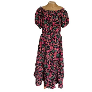 Knox Rose Maxikleid Medium Boho Stufen Blumen Puffärmel Freizeit Party Taschen - Bild 1 von 11