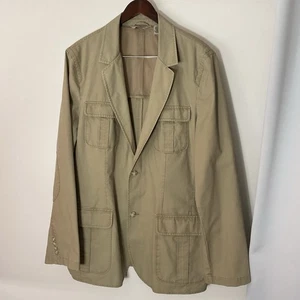 Vintage LL Bean Coat Jacket Men's 46-TALL Khaki Chore Coat Army Field 2-Button - Picture 1 of 16
