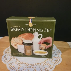 Neu Dean Jacobs Brot Dip Set Öl Cruet, 4 Schalen & 4 Gewürze weiß - Bild 1 von 9
