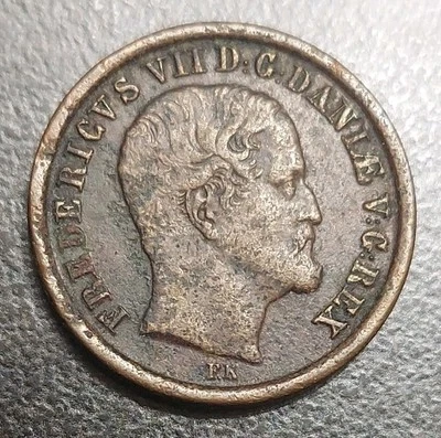 1853 Denmark 1 rigsbankskilling Skilling Old Coin Frederick VII KM 756 - Image 1 of 4