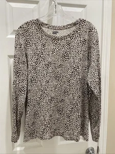 Lands' End Women Sz XLP Gorgeous Brown Animal Print Long Sleeves - Picture 1 of 3
