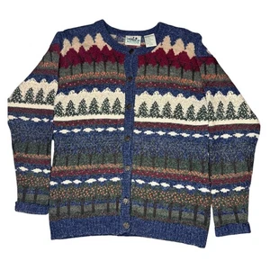 Vintage Northern Reflections Damen M Rundhals Strickjacke Pullover Bäume Natur - Bild 1 von 4