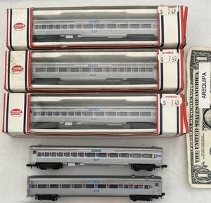 Lot set of 5 Amtrak Passenger Train cars 3033, Observation car 3034 N scale old - Bild 1 von 23