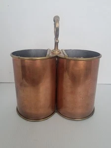 Copper & Brass Wine Cooler Double Bottle Vintage Heavy Solid - Picture 1 of 7