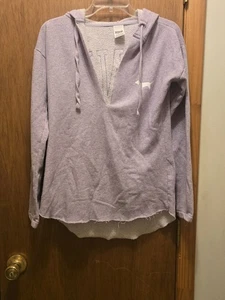 ROSA Langarm-Pullover mit Kapuze im Used-Look - lila meliert Gr. L - Bild 1 von 8