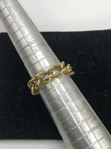 Antique Victorian 9ct Gold Curb Link Chain Ring Size N - Picture 1 of 5