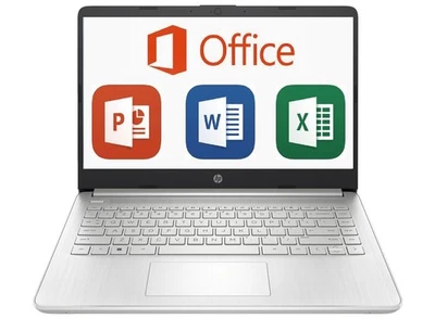 New HP 14 with Intel i3 Lifetime Microsoft Office Windows 11 Laptop 128GB SSD - Image 1 of 4