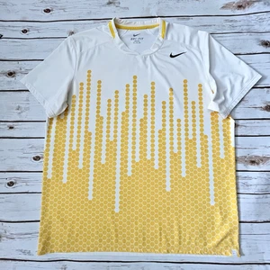 Camiseta Nike Tenis Dri Fit Hombres XXL Nido de abeja Cuello en V Logo Camiseta 2011 Amarilla - Imagen 1 de 6