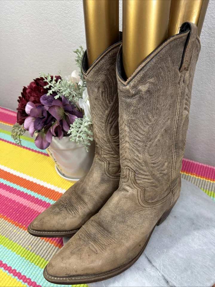 Botas occidentales de rodeo de cuero envejecido marrón salvia Abilene para mujer talla US 8,5 M Foto 1 de 4