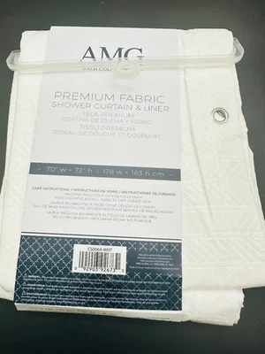 Cortina de chuveiro e forro AMG Bath Collections Premium branco 70x72" repelente de água - Imagem 1 de 4