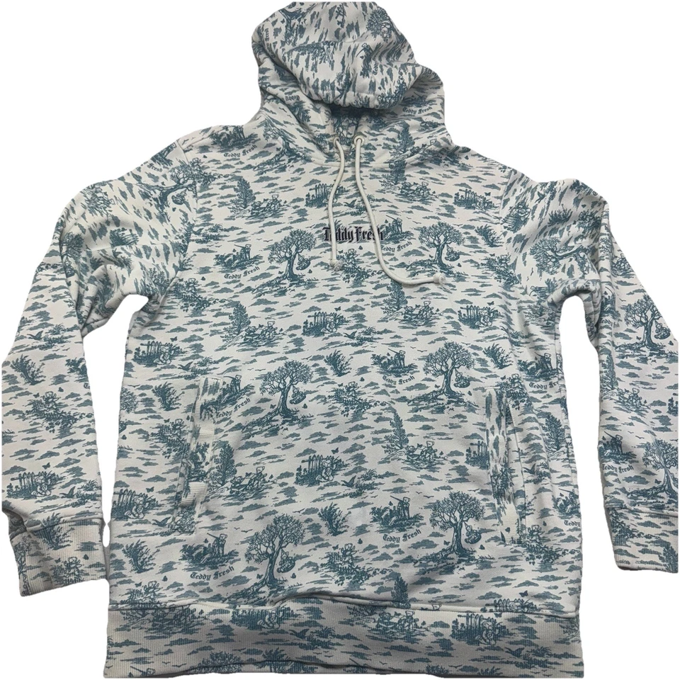 Suéter con Capucha Raro Peluche Fresco Azul Marfil Estampado de Toile Mediano Bordado Foto 1 de 4