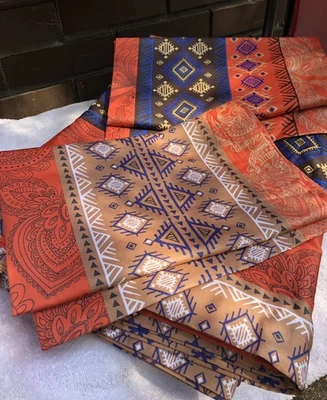 Funda nórdica bohemia 100 % algodón egipcio y 2 fundas de almohada Queen naranja y azul Foto 1 de 4