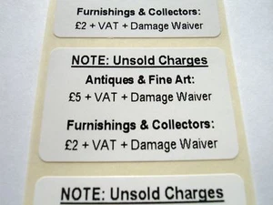 1000 personalisierte Auktionatoren "unverkaufte Gebühren" Etiketten - Bild 1 von 1