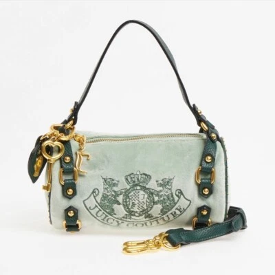 RARE Juicy Couture Green Scottie Twig Dogs Velvet Barrel Bag New - Image 1 of 3