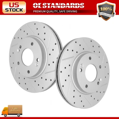 Front Drilled Brake Rotors for Hyundai Elantra GT Veloster Forte Soul Forte5 - Image 1 of 4