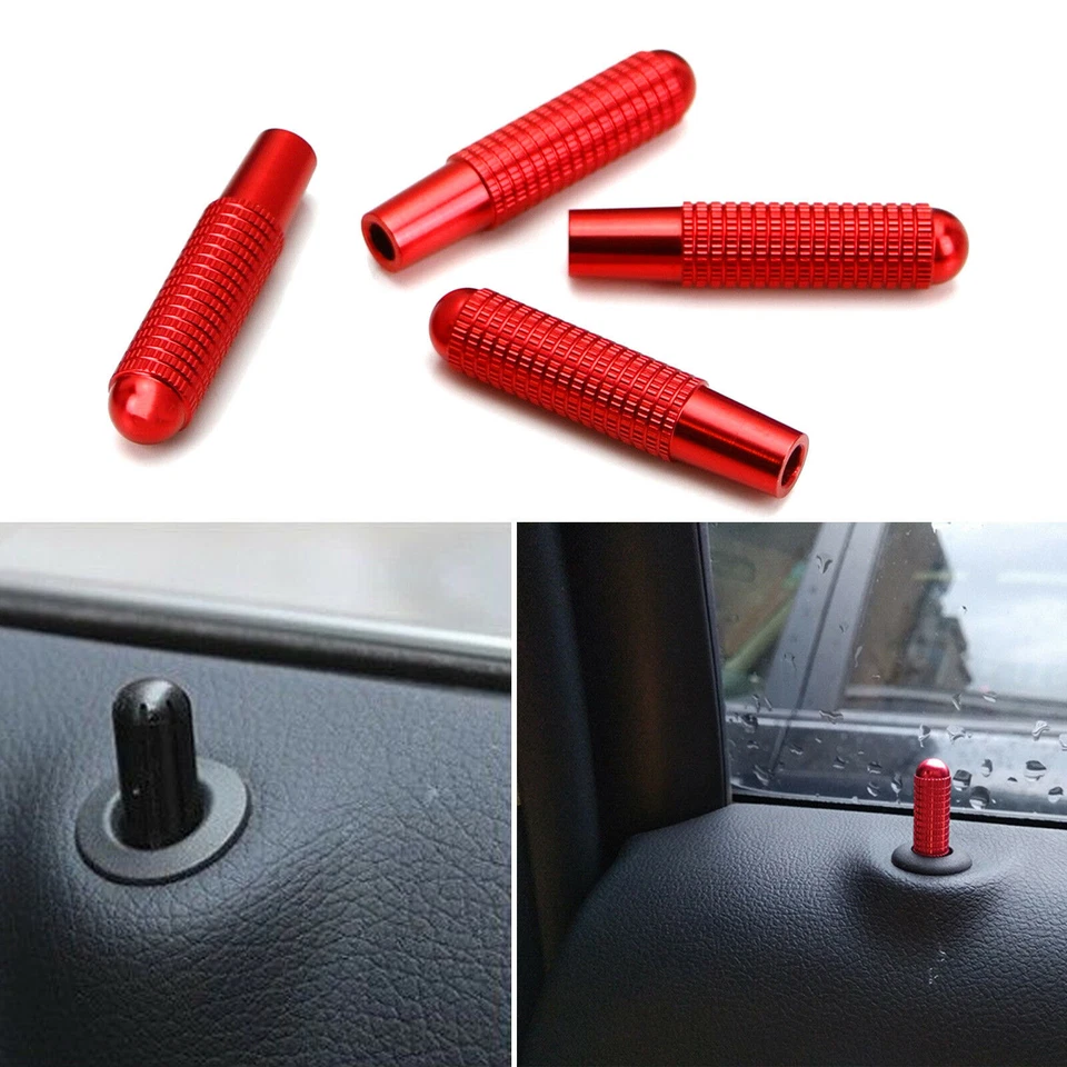 Red Alloy Bolt on Door Lock Pin Knobs Trim For Mercedes Benz C E GLC GLE Class — 第 1/4 张图片