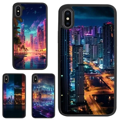 For Motorola Apple iPhone Samsung Galaxy Plastic TPU Cover cyberpunk Panama city - Image 1 of 4
