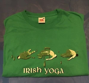 Irish Yoga FUNNY T-SHIRT Unisex St. Patrick's Day Drinking Theme Size L - Picture 1 of 3