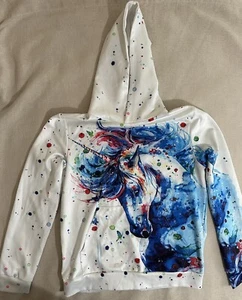 UNICORN ALL OVER PRINT HOODIE/HOODED SWEATSHIRT PRE OWNED XL - Kids - Picture 1 of 8