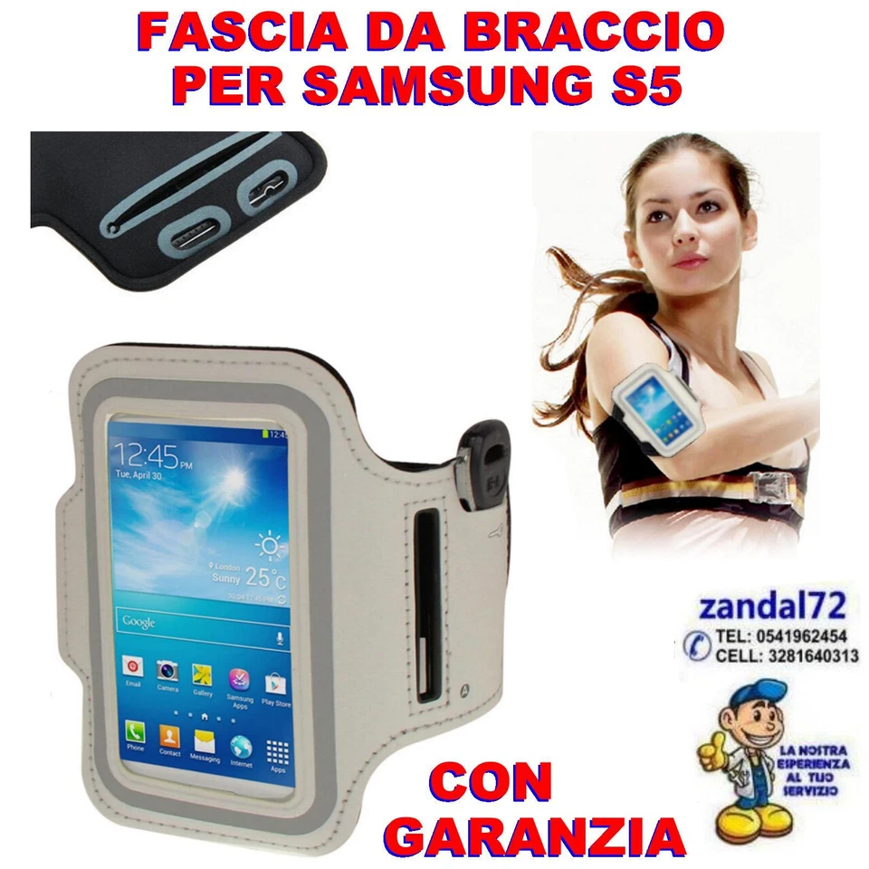 FASCIA DA BRACCIO BIANCO PER SAMSUNG GALAXY S5 PORTACELLULARE CORSA FITNESS . - Immagine 1 di 1