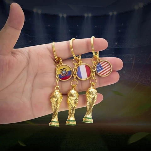 Qatar Football World Cup 2022 Souvenirs Keychain Soccer National Flag Keyring Cover