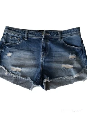 JOE BOXER шорты женщин, размер 7 синий джинсовой ткани искусственно состаренные шорты, рипы в фронт - Изображение 1 из 4
