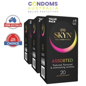 Ansell Skyn Assorted Soft Non-latex Condoms Retail (20pk) Triple Pack - Picture 1 of 9