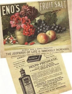 Victorian Advertising Leaflet Eno's Fruit Salt FC Calvert Carbolic Tooth Paste - Picture 1 of 3