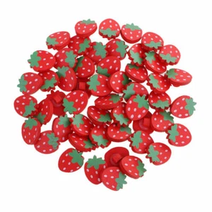 50pcs Strawberry Shape Wooden Shape Buttons Ornaments for Sewing 21mm - Picture 1 of 8