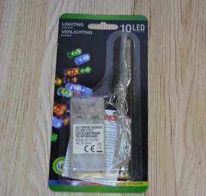 Lichterkette 10 LED, multicolor für innen Kunststoff, Kabel transparent 1,2mtr. - Bild 1 von 7