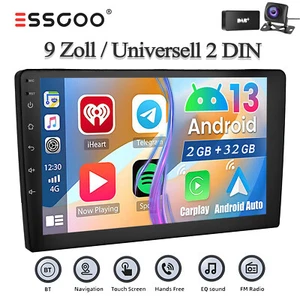 Doppel 2 DIN 9 Zoll Autoradio Android 13 Carplay DAB+ Kam GPS Navi RDS BT 2+32GB - Bild 1 von 16