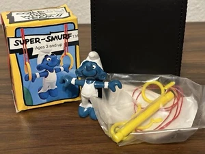 Vtg 1980 Schleich Peyo Super Smurf Rings. 6715. New, Open Box. Hong Kong - Picture 1 of 7
