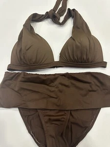 Venus Vintage Brown Marilyn Bikini Top Sz C & Skirted Fuller Bottoms Sz 6 - Picture 1 of 5