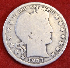 Medio dólar barbero 1907-O 90% moneda de plata circulada BH505 - Imagen 1 de 2