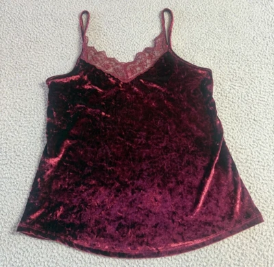 Top No Boundaries Juniors Borgoña Terciopelo Sin Mangas Encaje Cuello en V Talla M 7-9 Foto 1 de 4