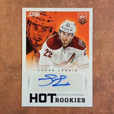 3-01-11 mx PWE. 2013-14 score hot rookies rc auto autograph #715 lucas lessio - Image 1 of 2