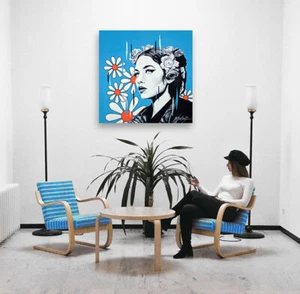 Flower Power Jay Fortune Original Acrylic Painting COA Daisy Interior Design - Imagen 1 de 8