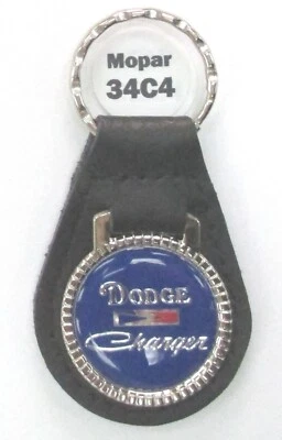 Синий Dodge зарядное устройство из черной кожи #34C4 хром кольцо для ключей 1966 - настоящее время - Изображение 1 из 4