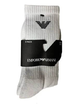 3 pares de calcetines ligeros EMPORIO ARMANI CREW BLANCOS para hombre tallas 6,5-13,5 / S-L Foto 1 de 2