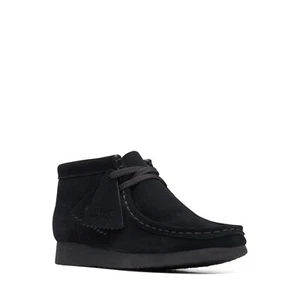 Clarks Kids Wallabee Boot O Black Suede 26168044 - Picture 1 of 7