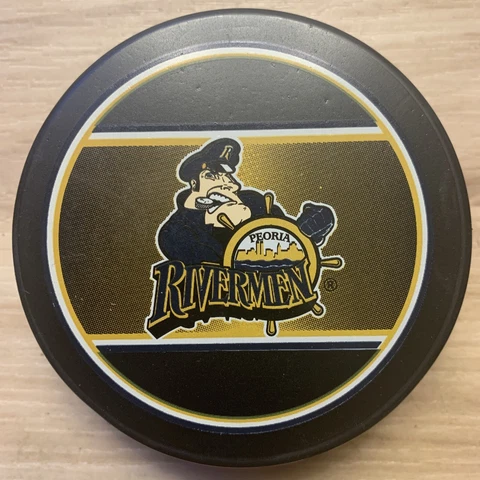 PEORIA RIVERMEN AHL HOCKEY PUCK INGLASCO SHER-WOOD MADE IN SLOVAKIA Cover
