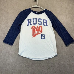 Rush R40 2015 Tour Shirt Women's Small White Navy Raglan Baseball Style - Picture 1 of 8