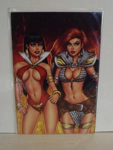 VAMPIRELLA RED SONJA 2019 ELITE EXCLUSIVE VIRGIN VARIANT #4 OF 400 PRINT C.O.A - Picture 1 of 11