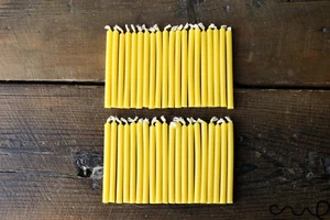 Juego de 40 velas amarillas diminutas decoración de pasteles cena comida cumpleaños hogar delgado - Imagen 1 de 6