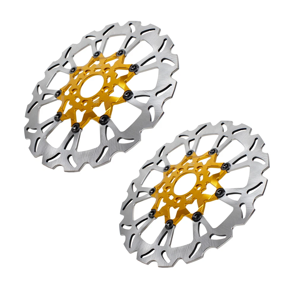 2PCS 14" Gold Floating Front Brake Rotor for Harley 2020-25 Low Rider ST FXLRS Foto 1 de 4