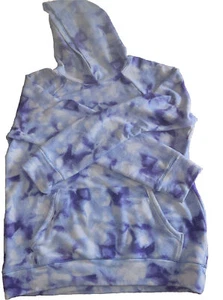 Athleta Girl Sweatshirt Purple White Tie Dye Galaxy Soft Thumbholes Size XL 14 O - Picture 1 of 4