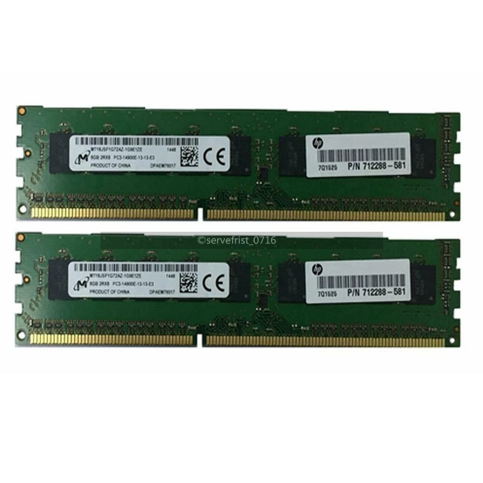 DDR3 UDIMM 16GB 2x 8GB 1866 PC3-14900E ECC Unbuffered Memory for HP workstation - Image 1 of 3