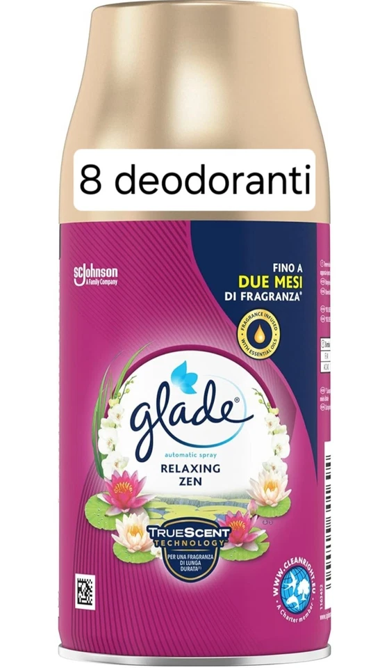 Glade Automatic Ricarica Profumatore  Ambienti Spray Fragranza relaxing Zen 8pz. - Immagine 1 di 1